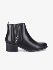 Bottines à zip en simili - Noir - 1