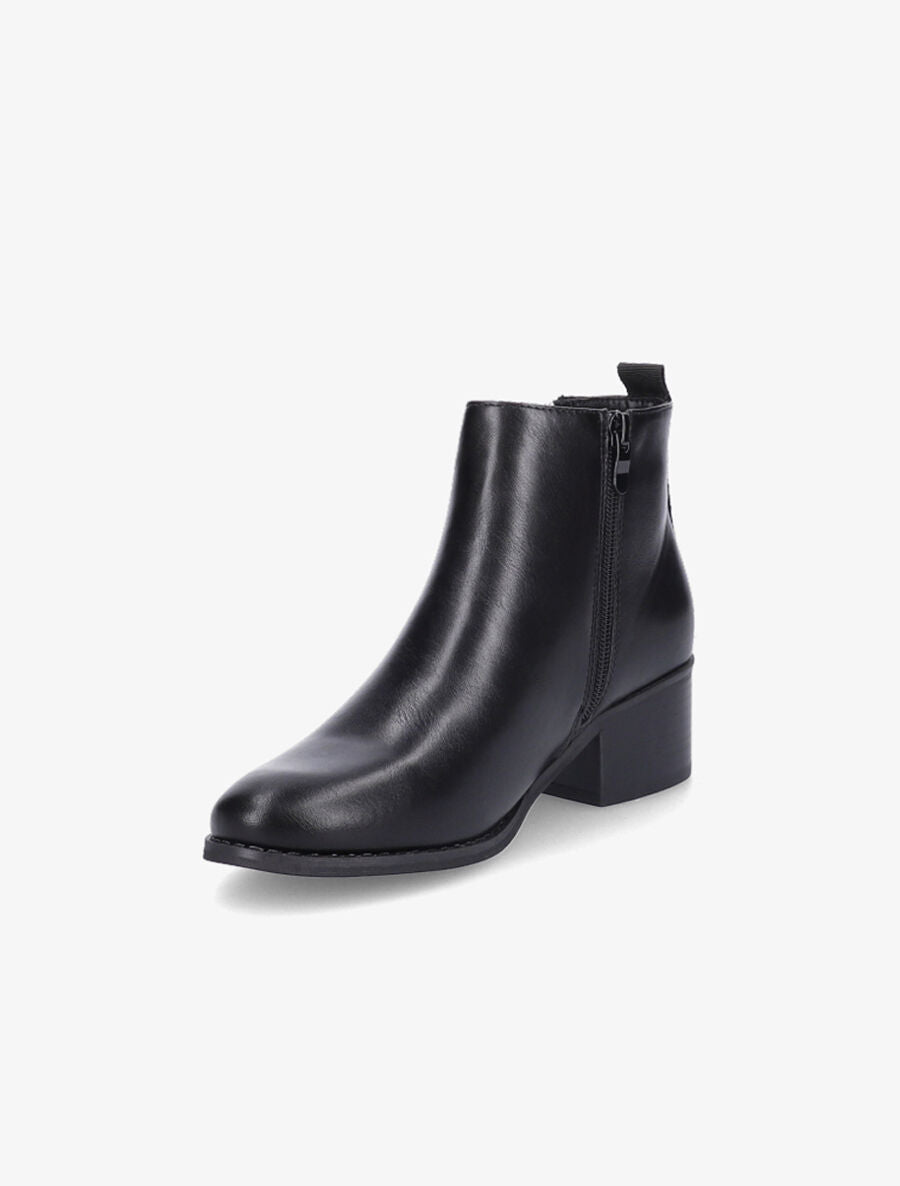 Bottines à zip en simili - Noir - 3