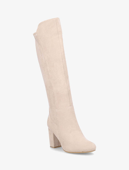 Bottes à talon en suédine - Beige - 2