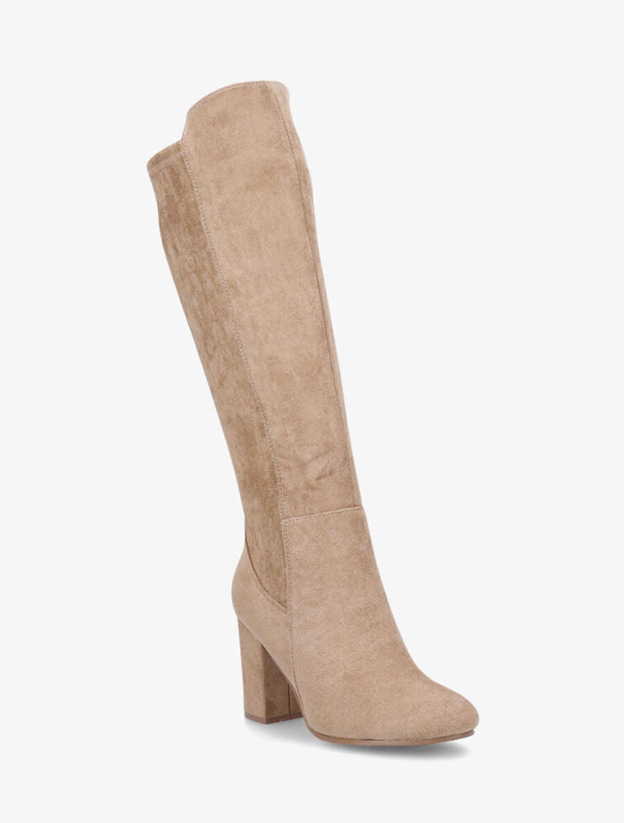 Bottes à talon en suédine - Taupe - 2