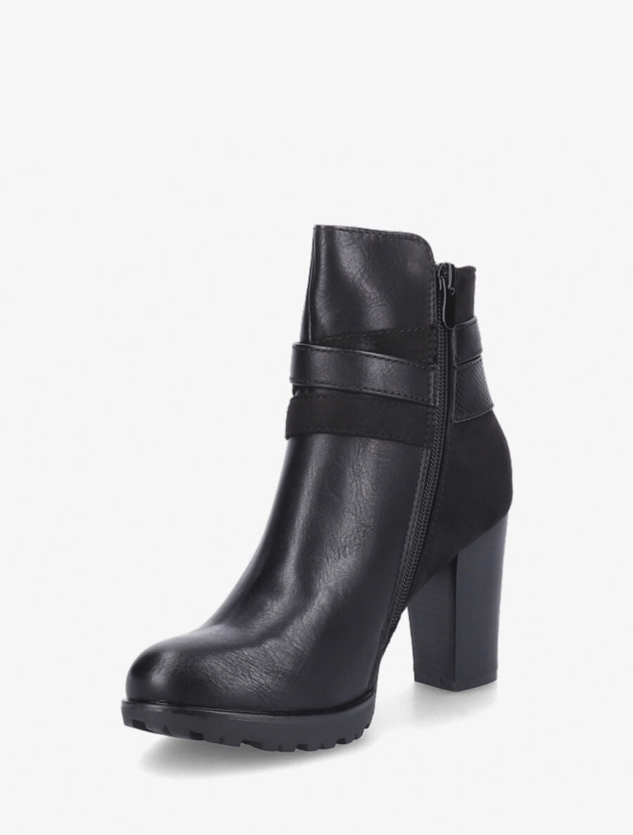 Bottines à talon et empiècement python - Noir - 3