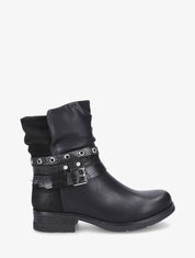 Boots montantes effet plissé à boucles - Noir - 1