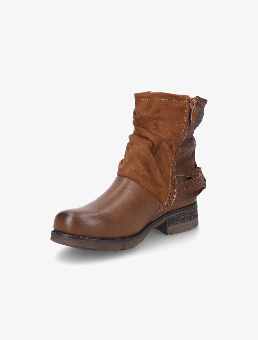 Bottines montantes plissées à pochette - Camel - 3