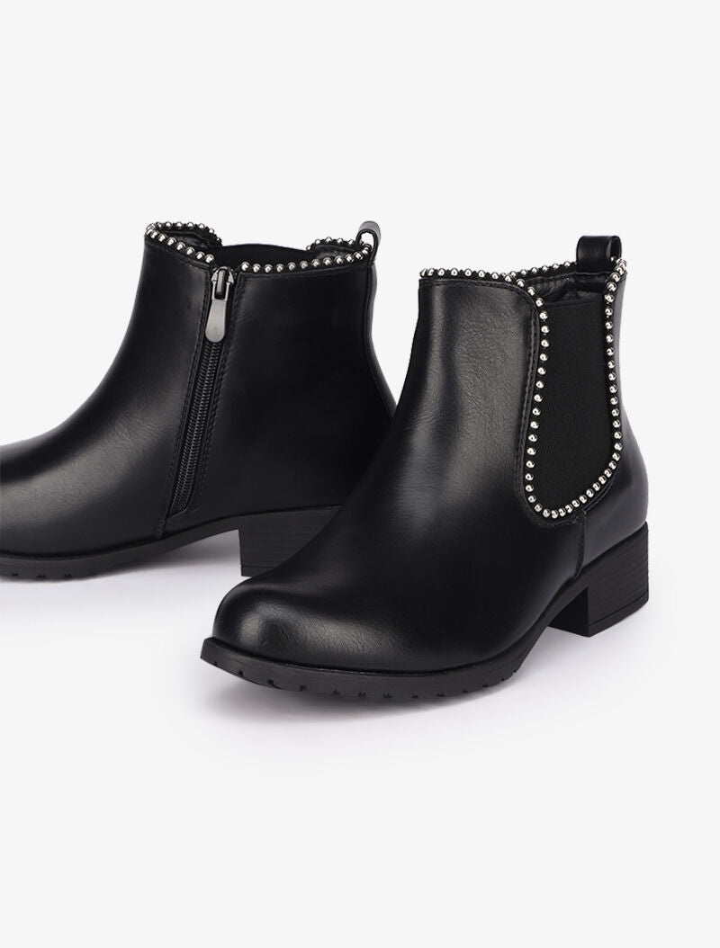 Bottines plates à détails cloutés - Noir - 1