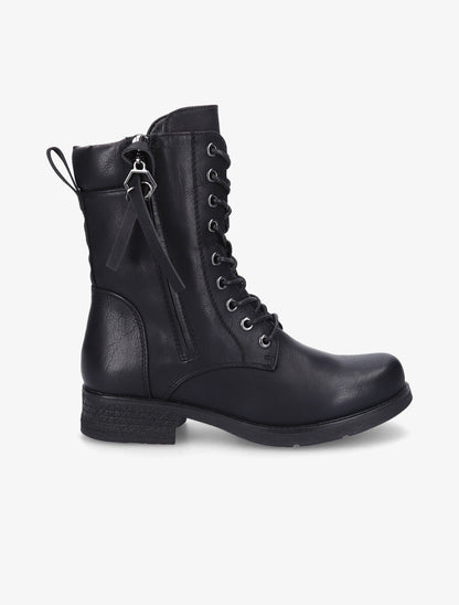 Boots montantes à lacets et zips - Noir - 1