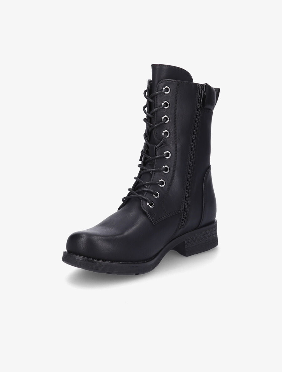 Boots montantes à lacets et zips - Noir - 3