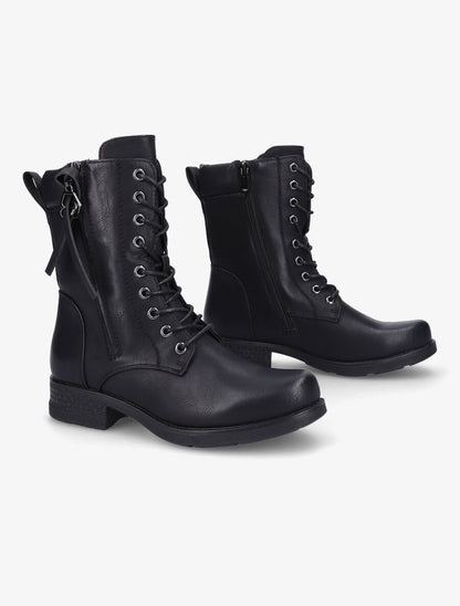 Boots montantes à lacets et zips - Noir - 4