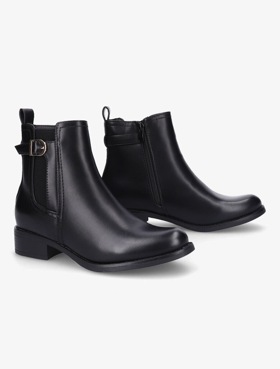 Bottines élastiquées à boucle métallique - Noir - 4