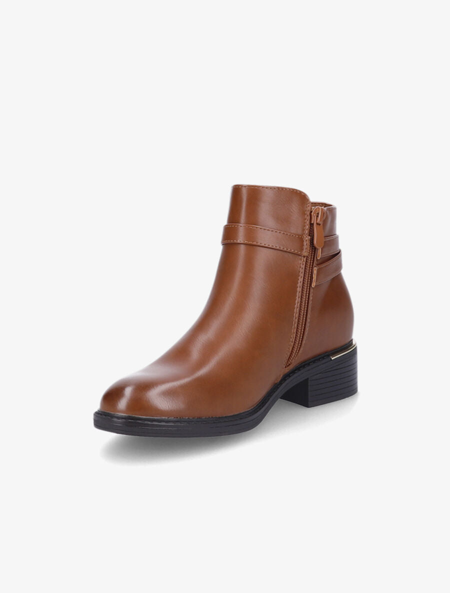 Bottines en simili à boucle métallique - Camel - 3
