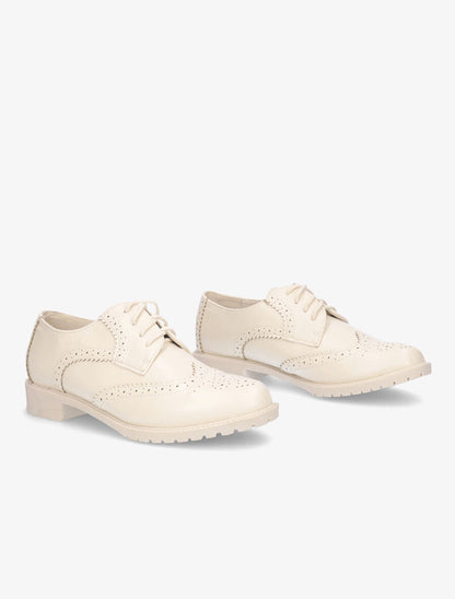Derbies perforées - Beige - 4