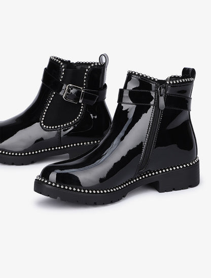 Bottines vernies cloutées - Noir - 1