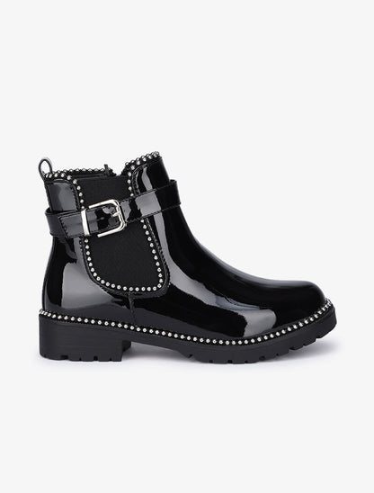 Bottines vernies cloutées - Noir - 2
