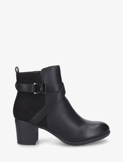 Bottines à talon et sangles croisées - Noir - 1