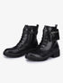 Bottines effet croco à bride et sacoche amovible - Noir - 5