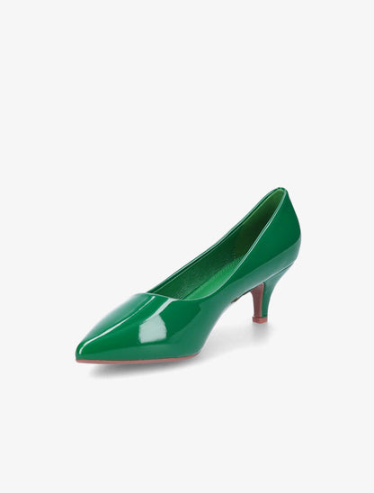 Escarpins vernis à petit talon - Vert émeraude - 3
