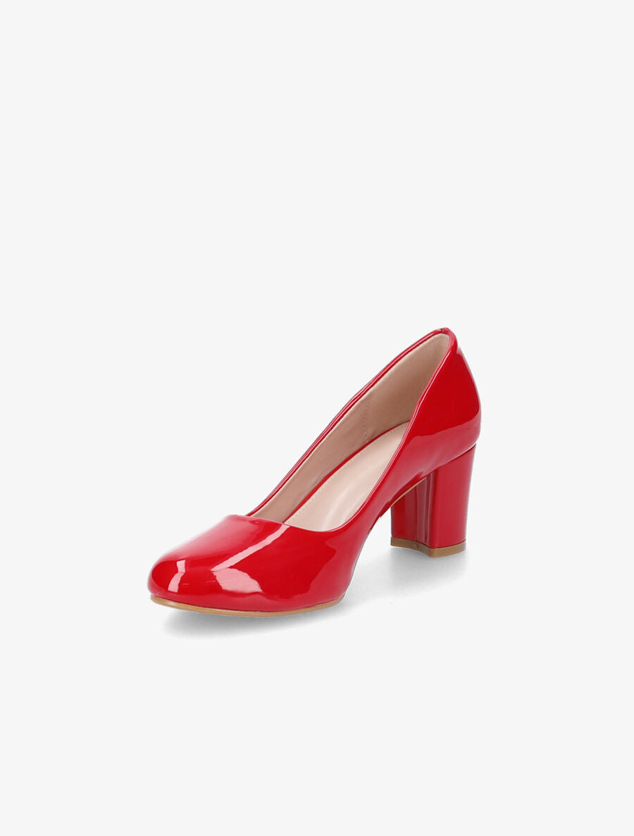 Escarpins vernis à talon carré - Rouge - 3