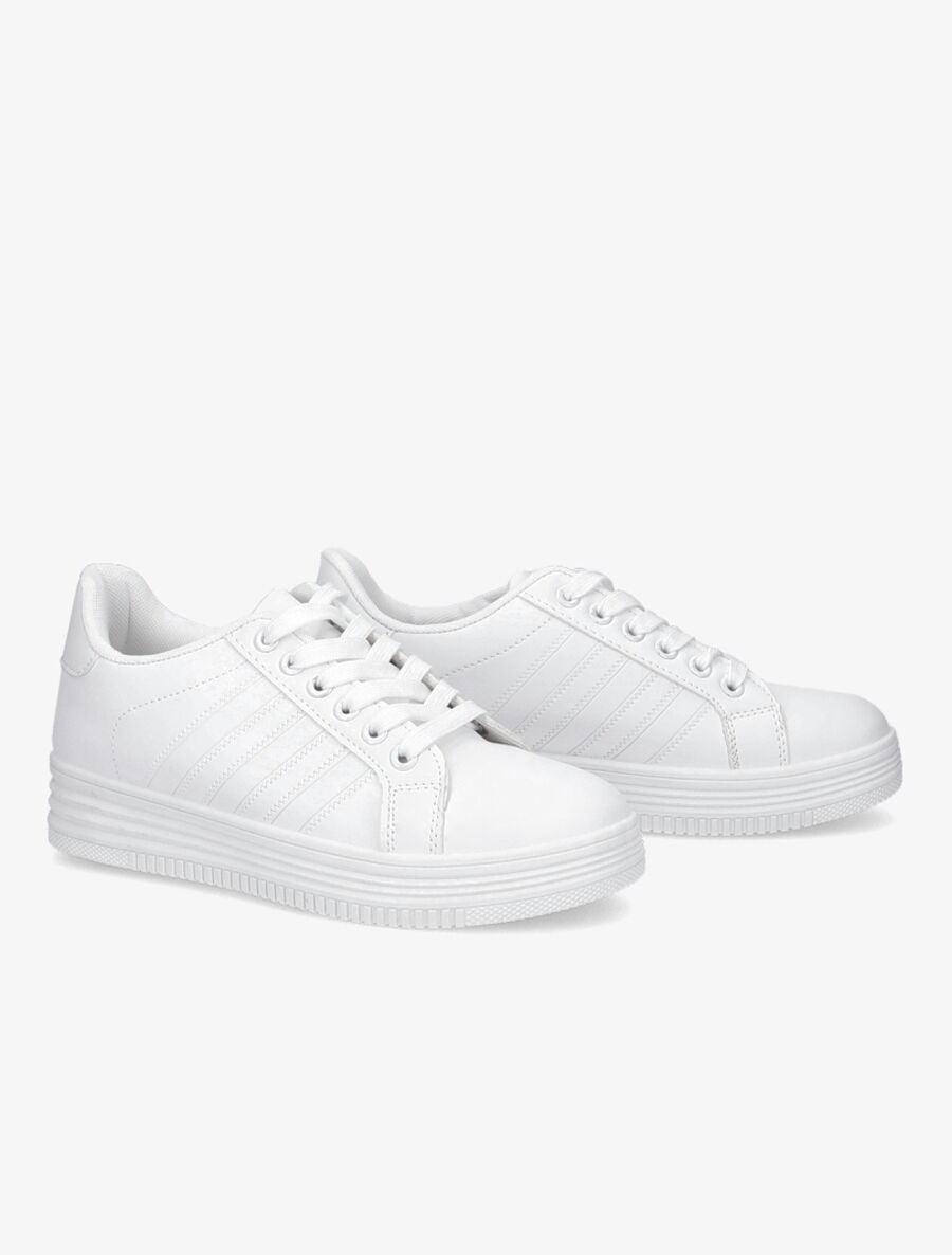 Tennis unis en simili - Blanc - 4