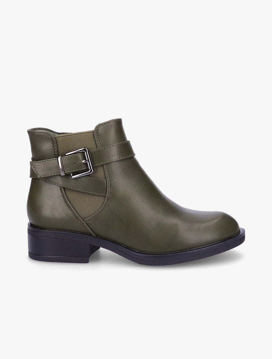 Bottines plates en simili - Kaki - 5