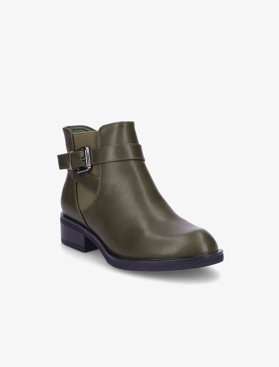 Bottines plates en simili - Kaki - 2