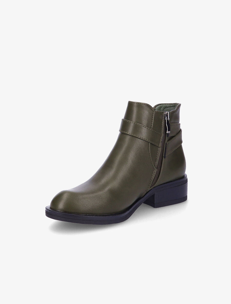 Bottines plates en simili - Kaki - 3