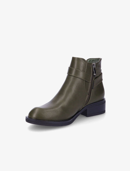 Bottines plates en simili - Kaki - 3