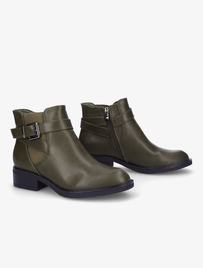 Bottines plates en simili - Kaki - 4