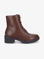 Bottines à lacets et zip - Marron - 1