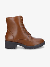 Bottines à lacets et zip - Camel - 1