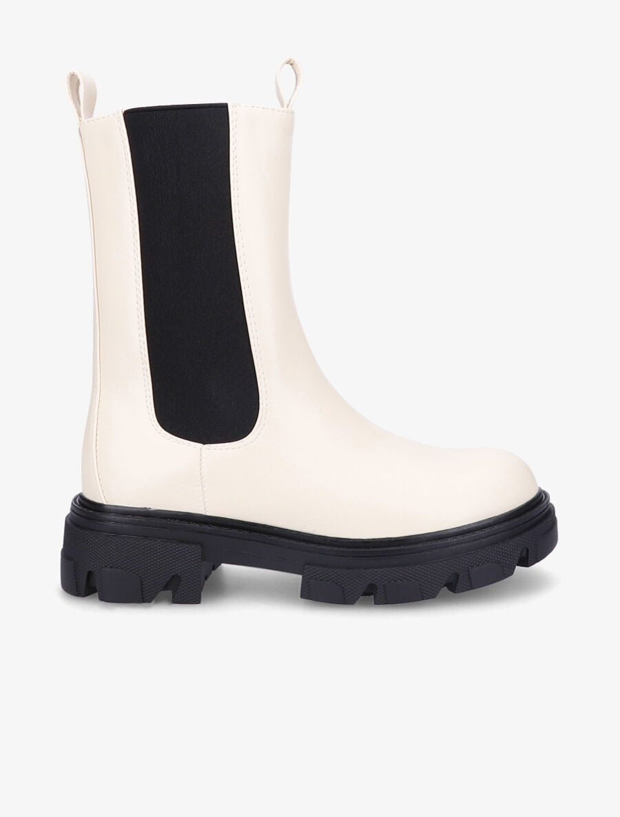 Boots montantes à semelle crantée - Beige - 1