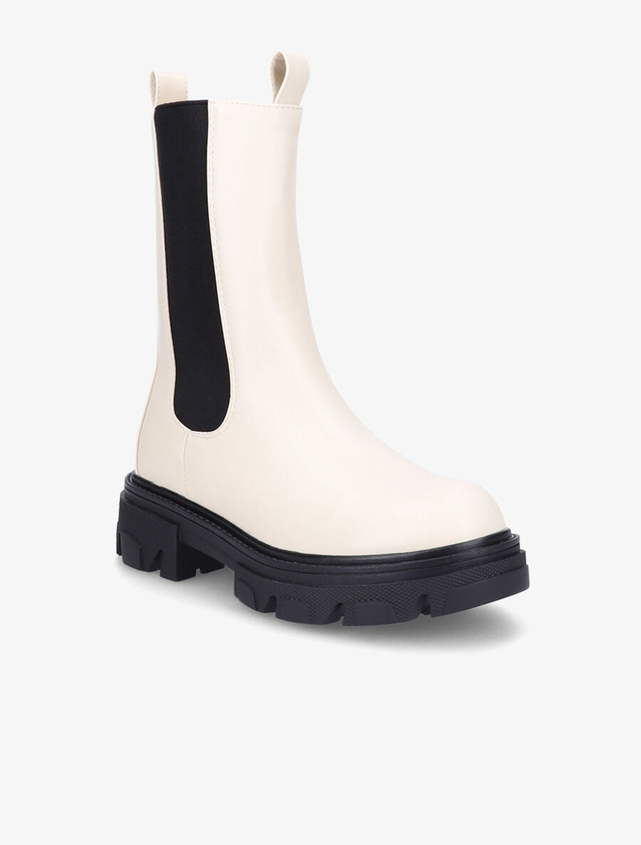 Boots montantes à semelle crantée - Beige - 2