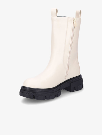 Boots montantes à semelle crantée - Beige - 3