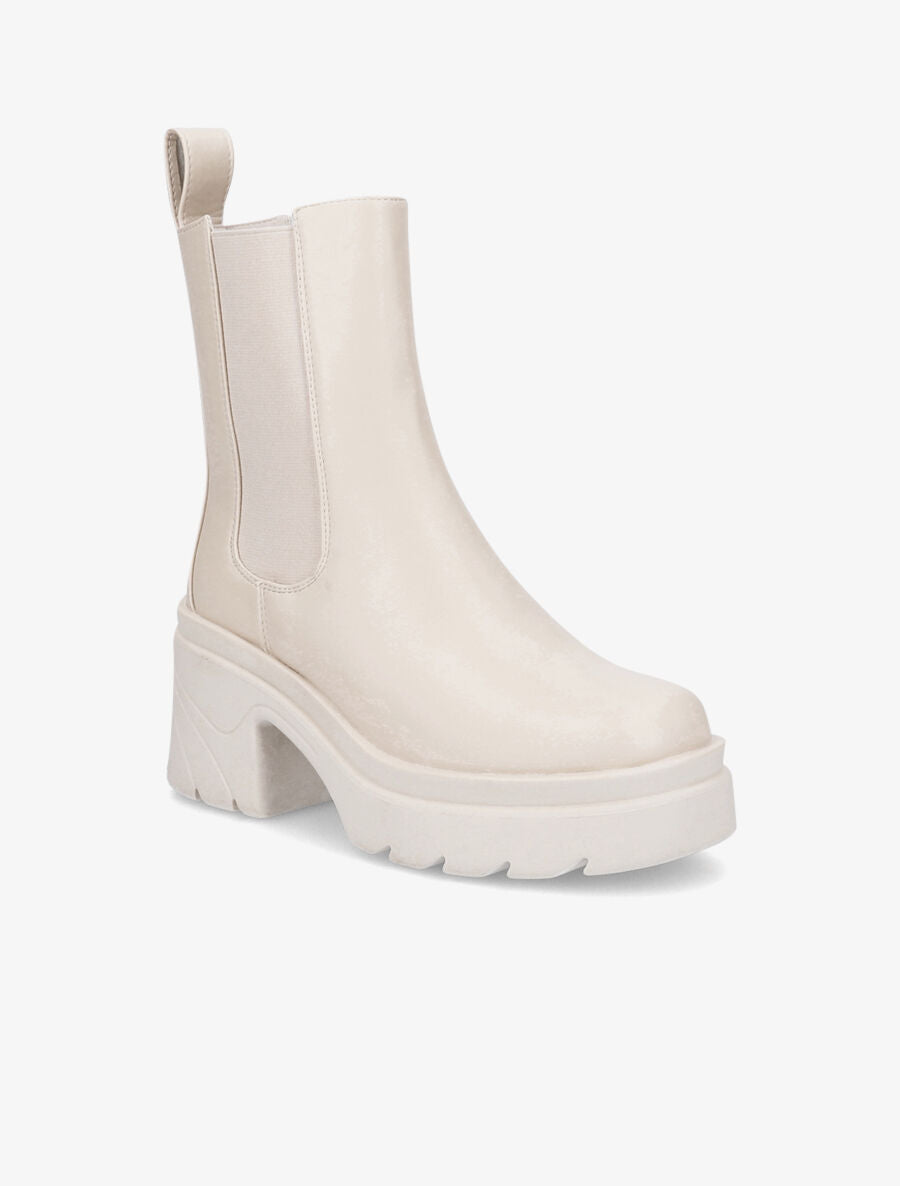 Boots crantées à semelle plateforme - Beige - 2
