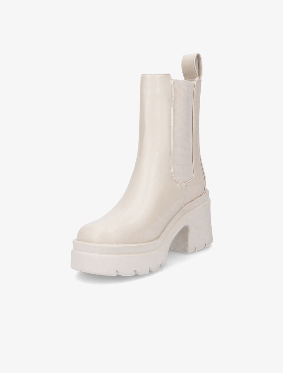 Boots crantées à semelle plateforme - Beige - 3