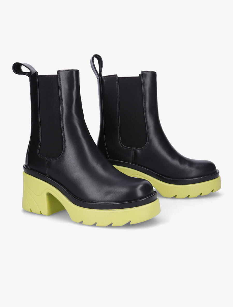 Boots crantées à semelle plateforme - Vert anis - 4