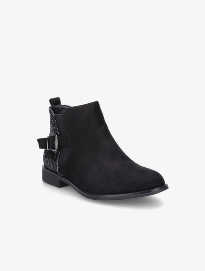 Bottines en suédine et sequins - Noir - 2