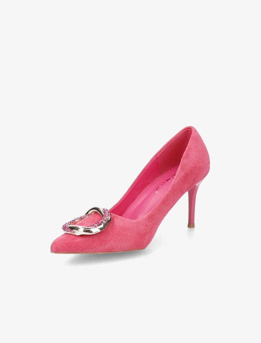 Escarpins en suédine à boucle - Rose - 3