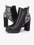 Bottines imprimé python à talon et contrefort - Noir - 1
