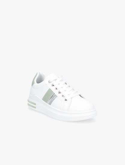 Tennis en simili à ornement pailleté - Blanc/vert - 2