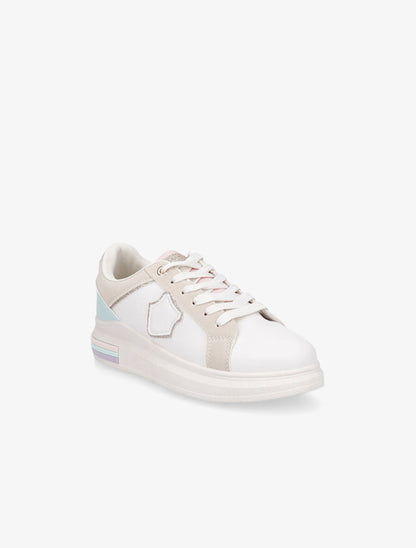 Tennis à paillettes et empiècement - Beige/lilas - 2