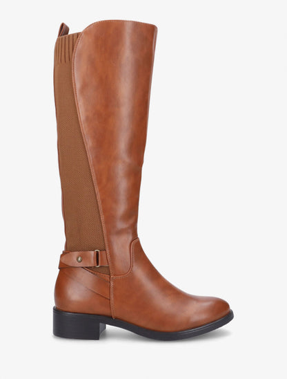Bottes élastiquées en simili - Camel - 1
