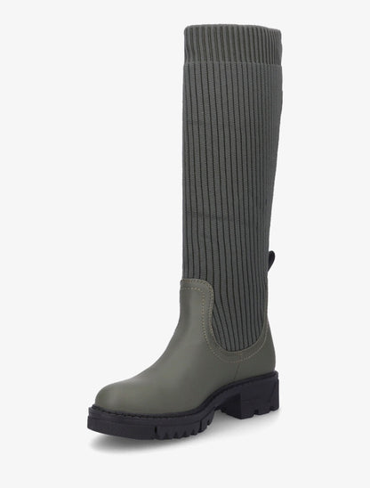 Bottes style chaussettes à semelles crantées - Kaki - 3