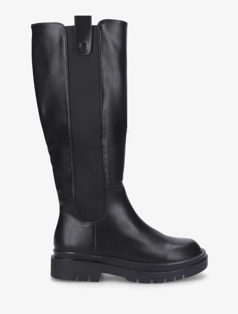 Bottes élastiquées en simili - Noir - 5