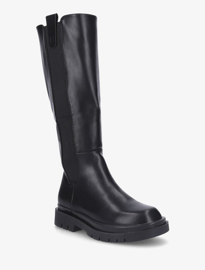 Bottes élastiquées en simili - Noir - 2