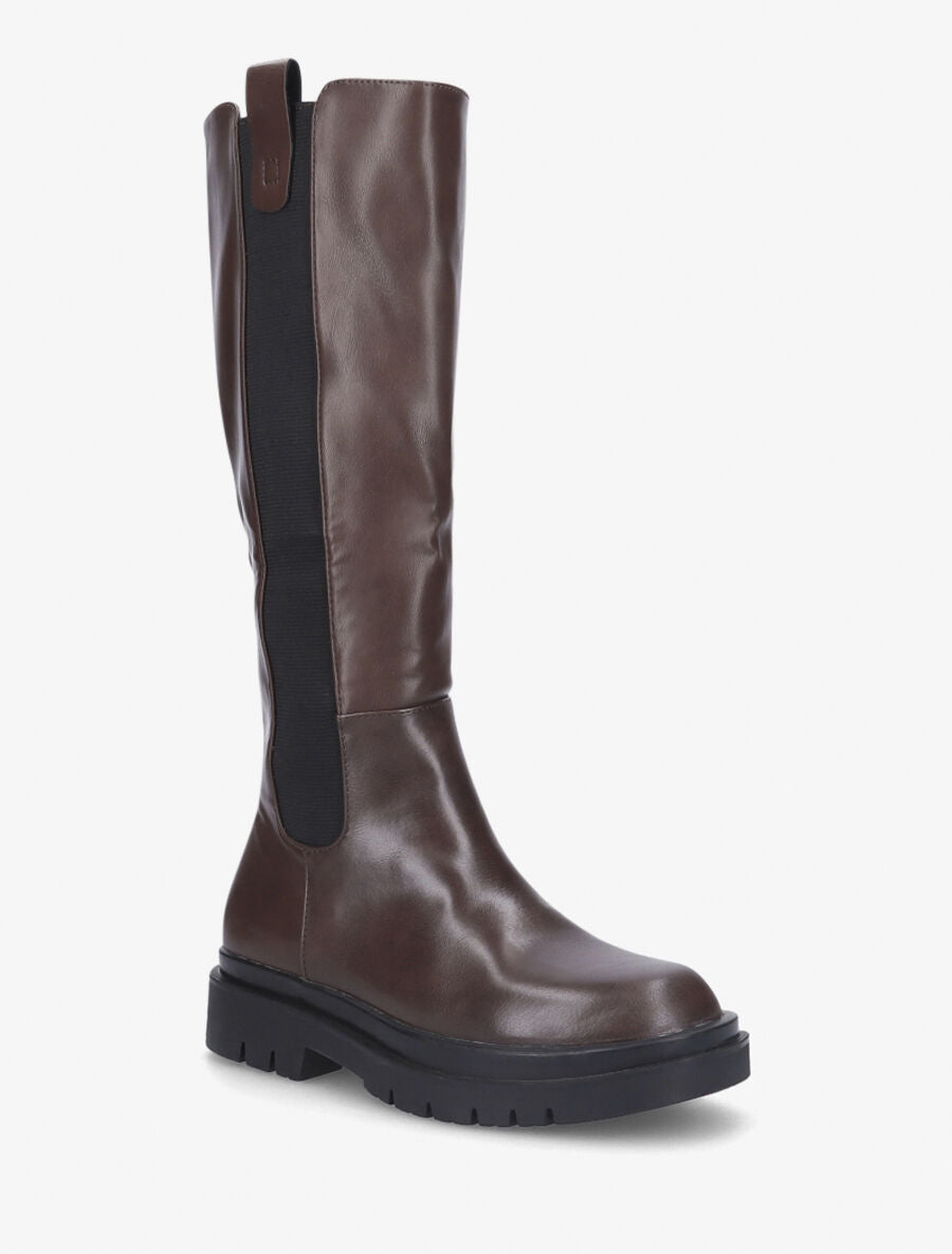Bottes élastiquées en simili - Marron - 2