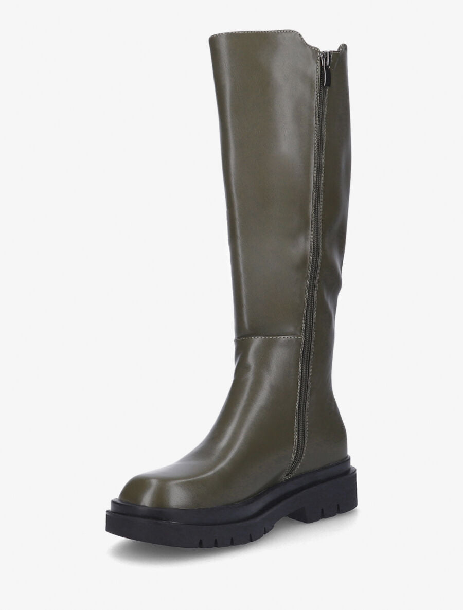 Bottes élastiquées en simili - Kaki - 3