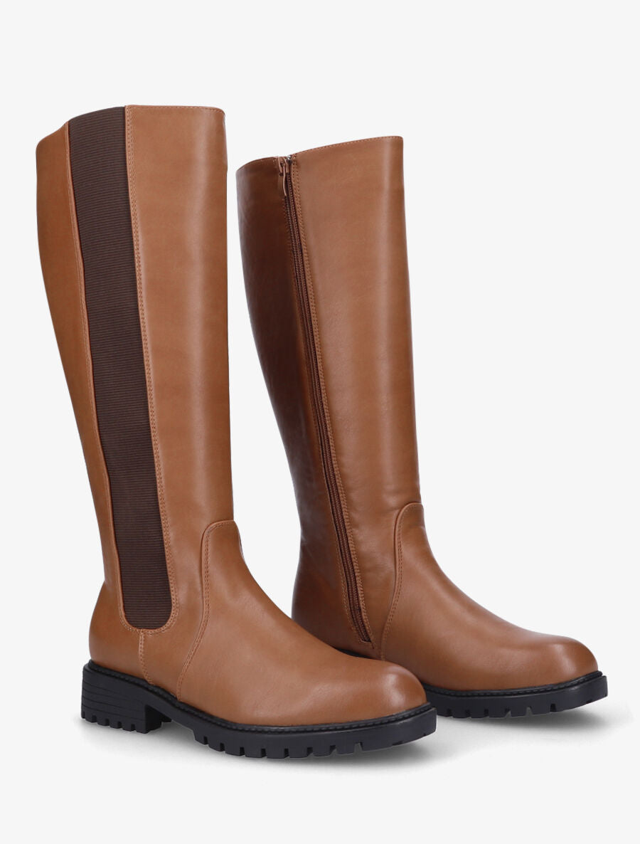 Bottes élastiquées à semelle crantée - Camel - 4