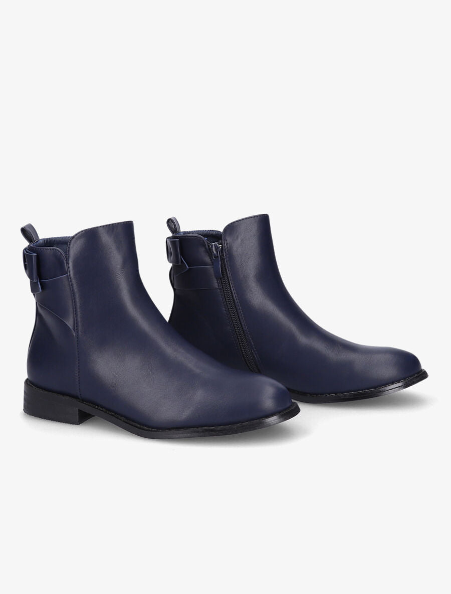 Bottines en simili à noeud - Marine - 4