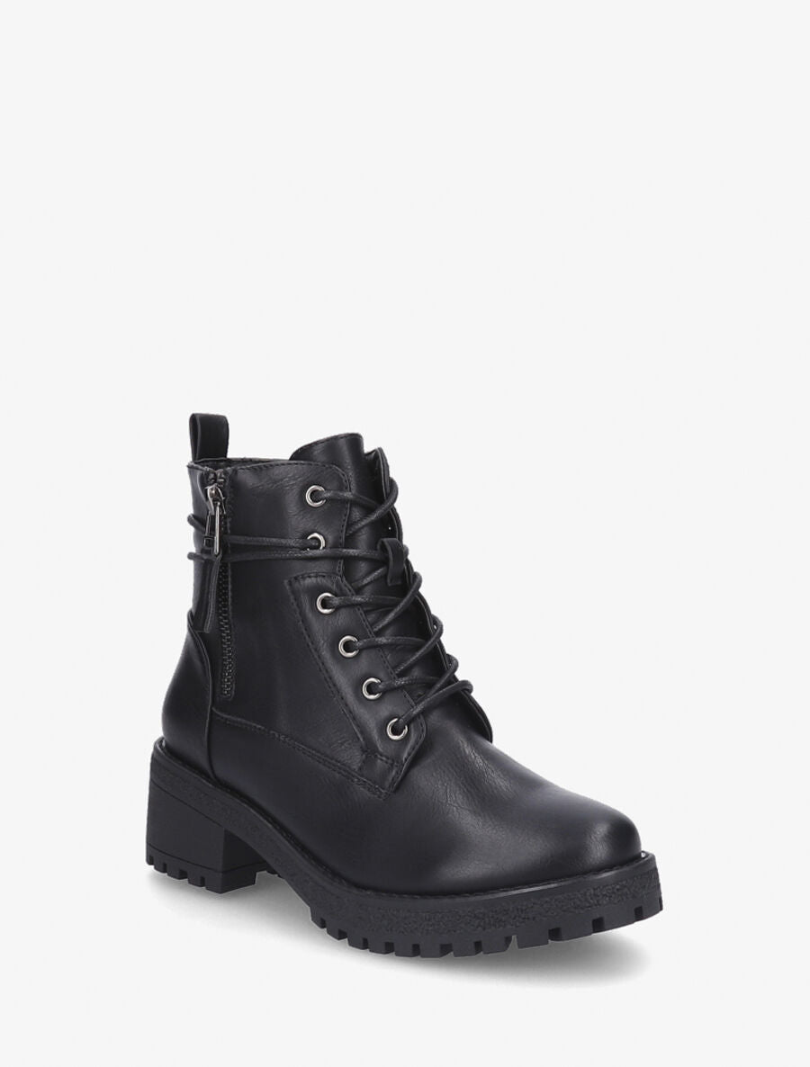 Bottines à lacets et double zips - Noir - 2
