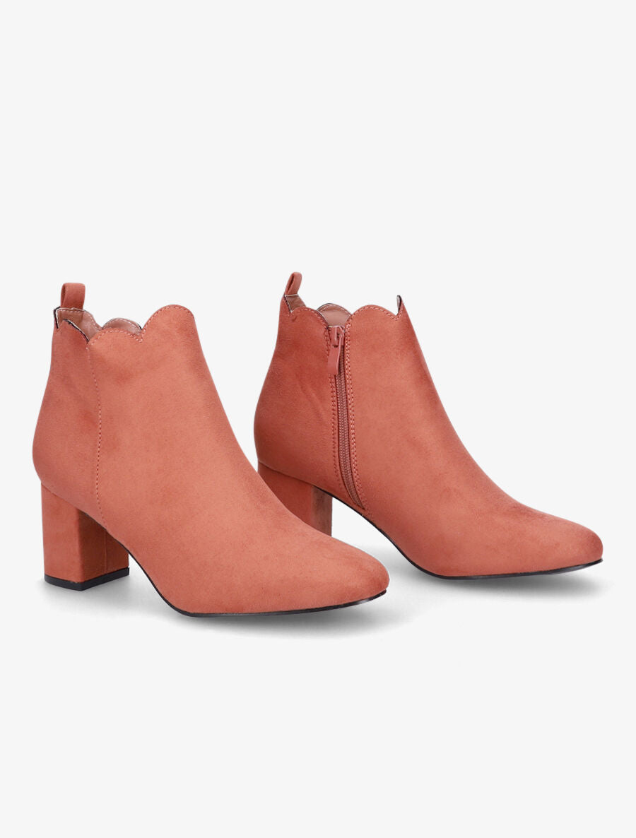 Bottines en suédine à chevilles ondulées - Vieux rose - 4