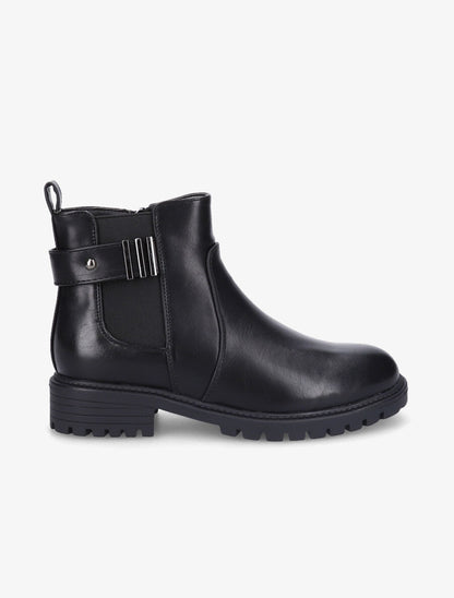 Bottines élastiquées à sangle et semelle crantée - Noir - 1